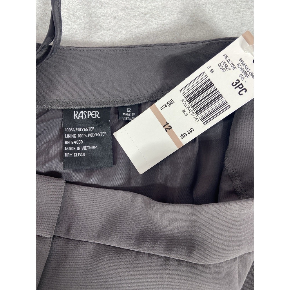 Kasper 2PC Pant Suit Women's 12 Gray Blazer Buttons Long Sleeve Fieldstone New - Picture 8 of 14